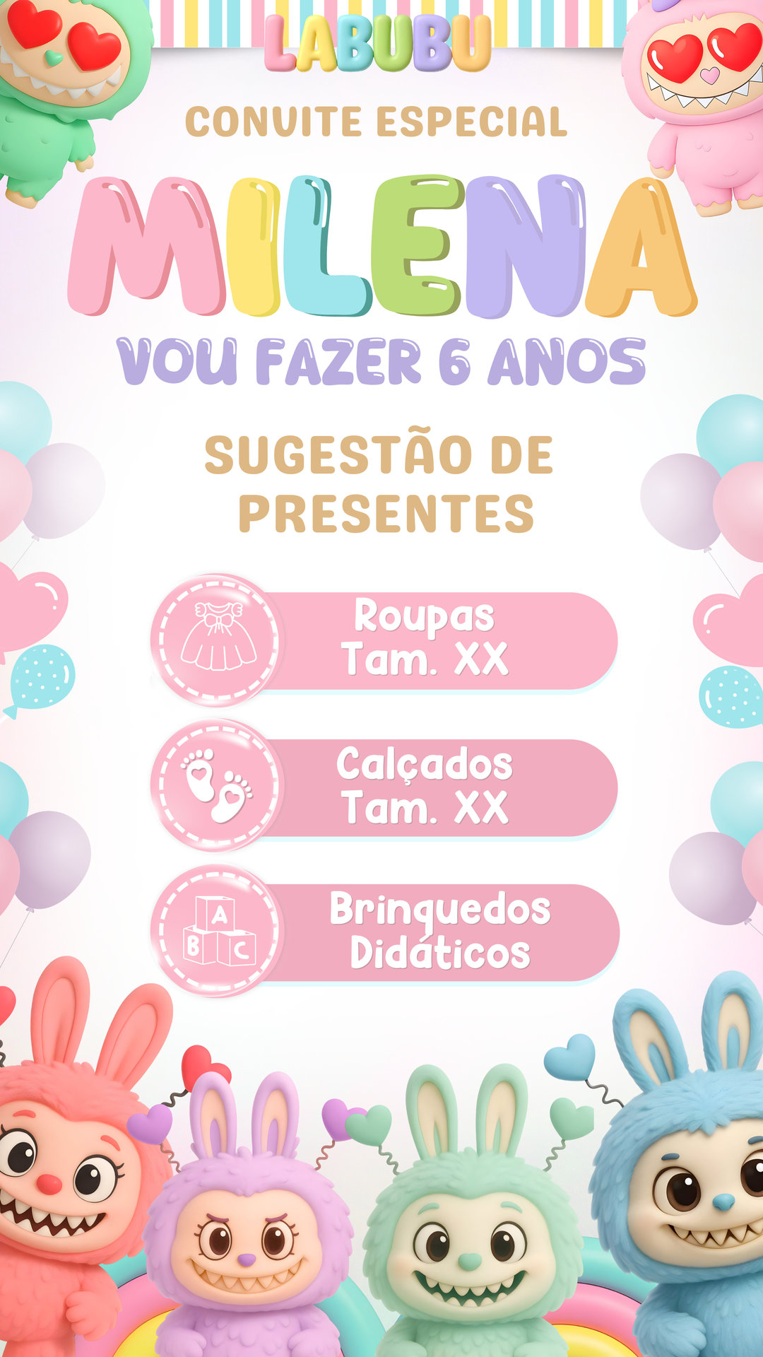 Convite Interativo - Labubu - Imagem 2
