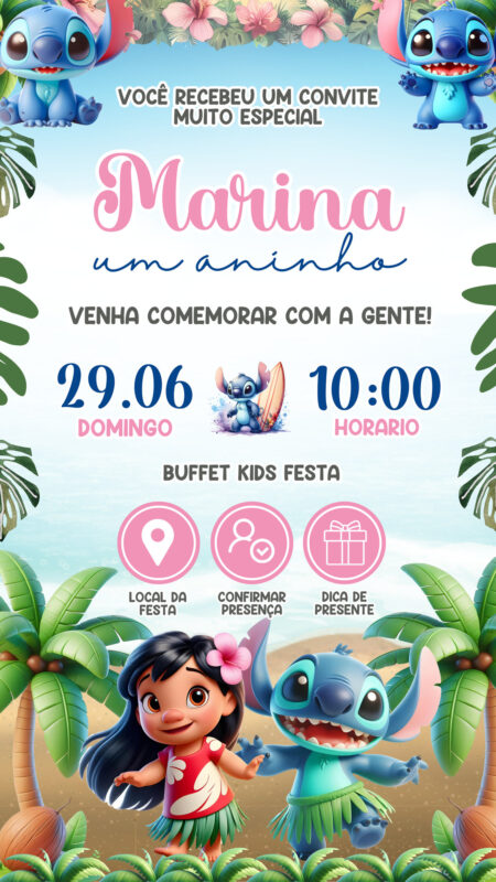 Convite Interativo - Lilo e Stitch