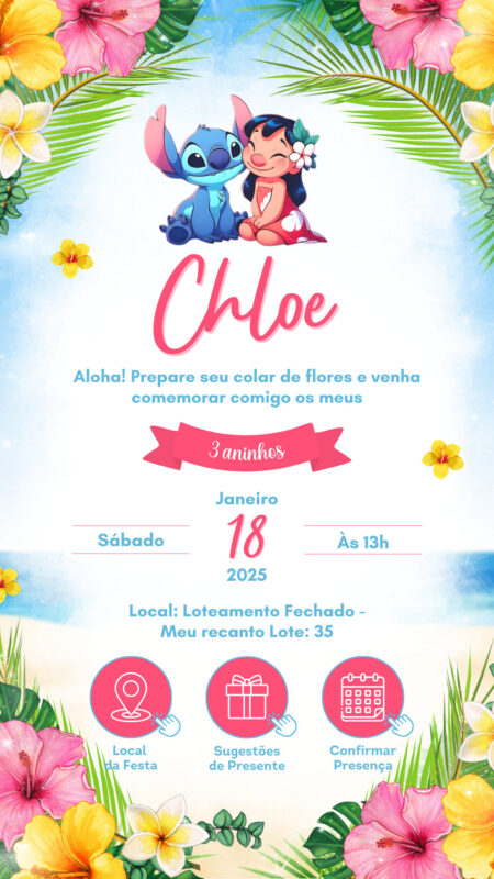 Convite Interativo - Lilo & Stitch