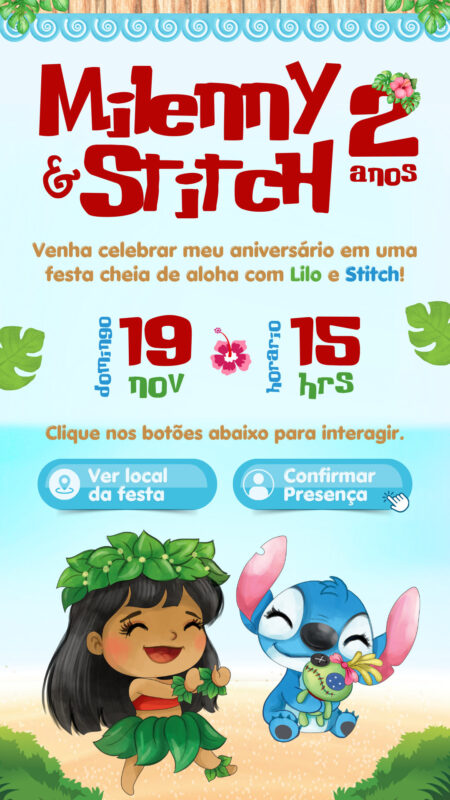Convite Interativo - Lilo & Stitch