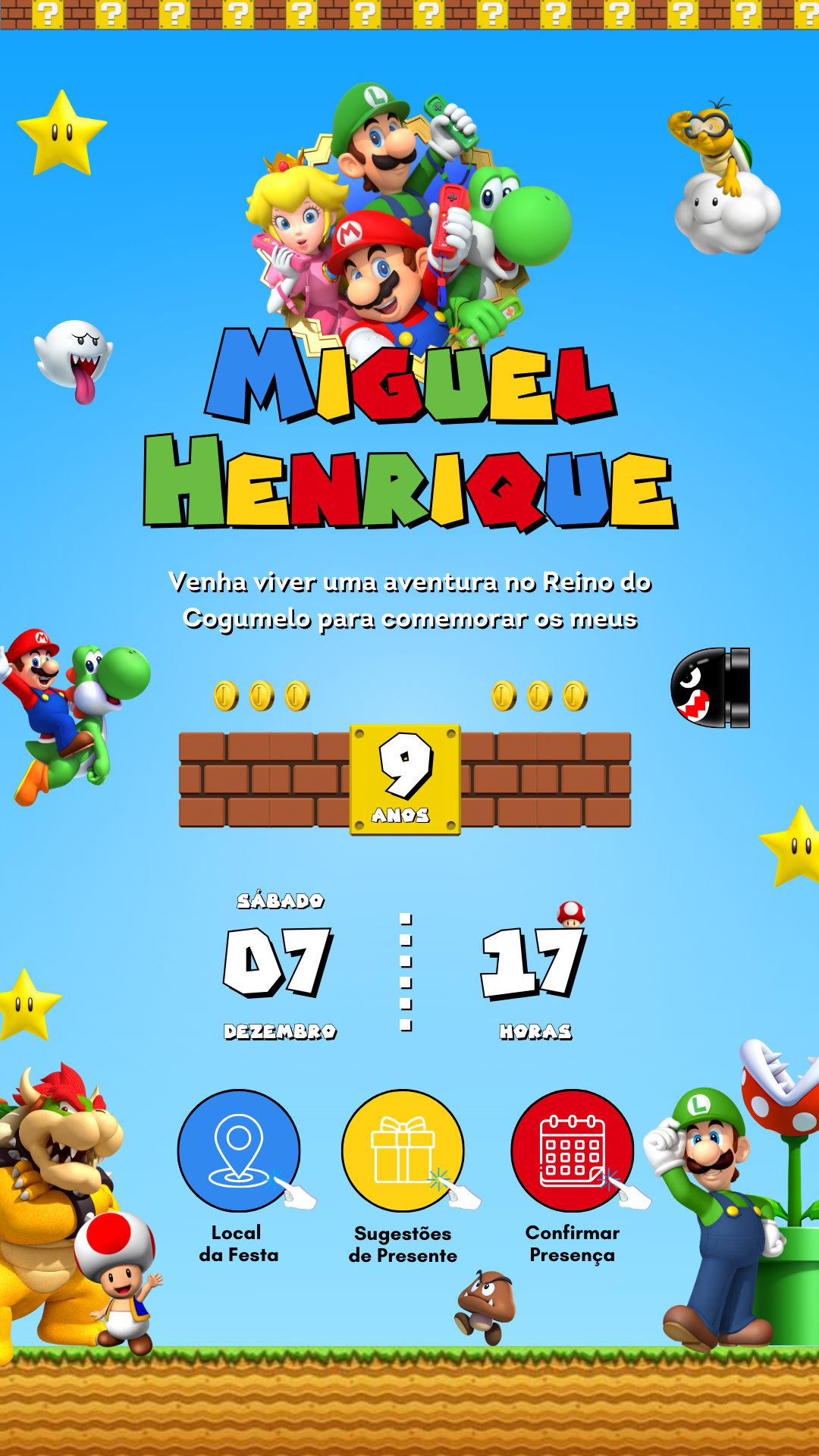 Convite Interativo - Mario Bross
