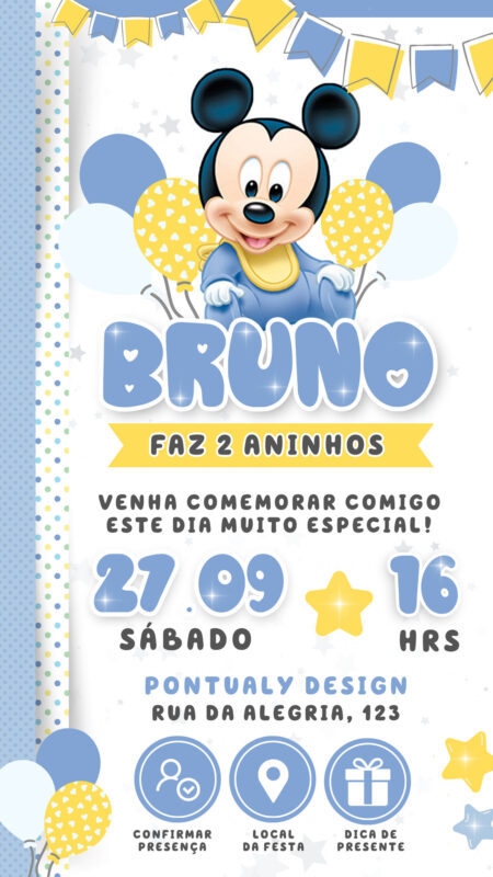 Convite Interativo - Mickey Baby