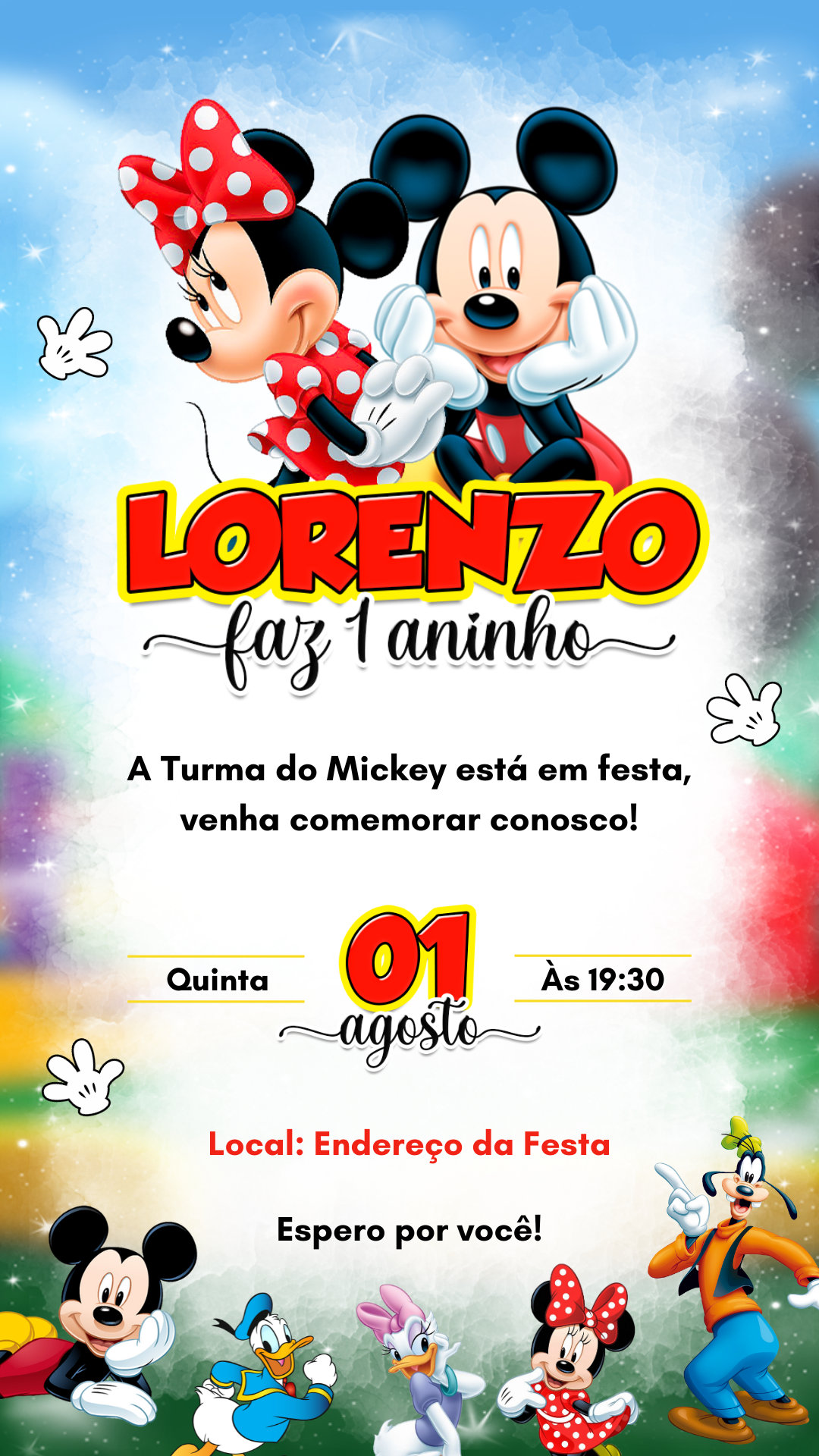 Convite Interativo - Mickey e Minnie