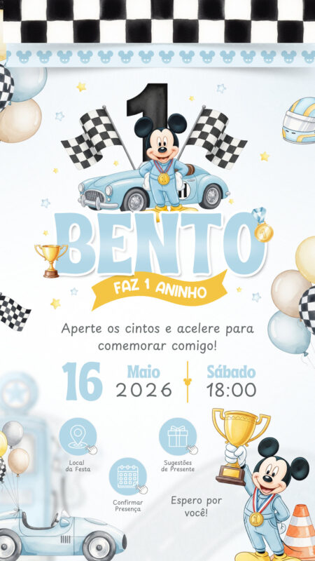 Convite Interativo - Mickey Piloto