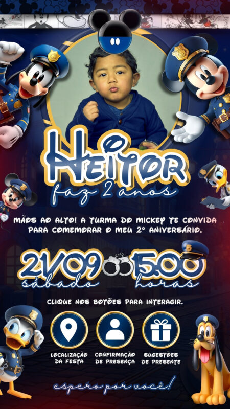 Convite Interativo - Mickey Policial