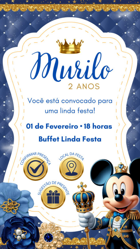 Convite Interativo - Mickey Realeza