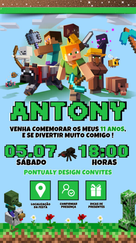 Convite Interativo - Minecraft