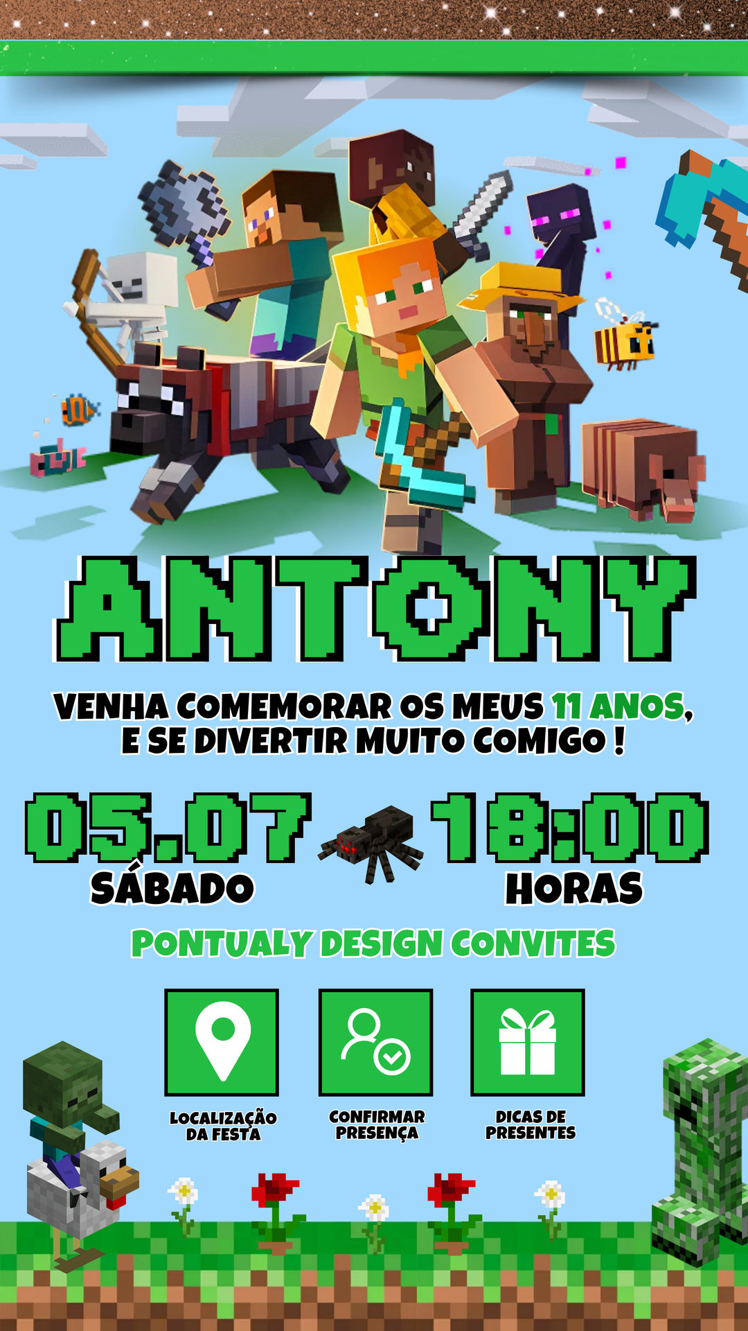 Convite Interativo - Minecraft