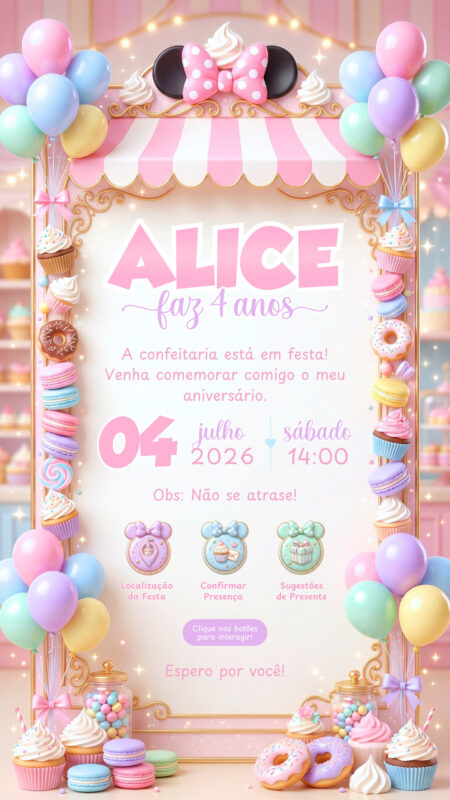 Convite Interativo - Minnie Confeitaria