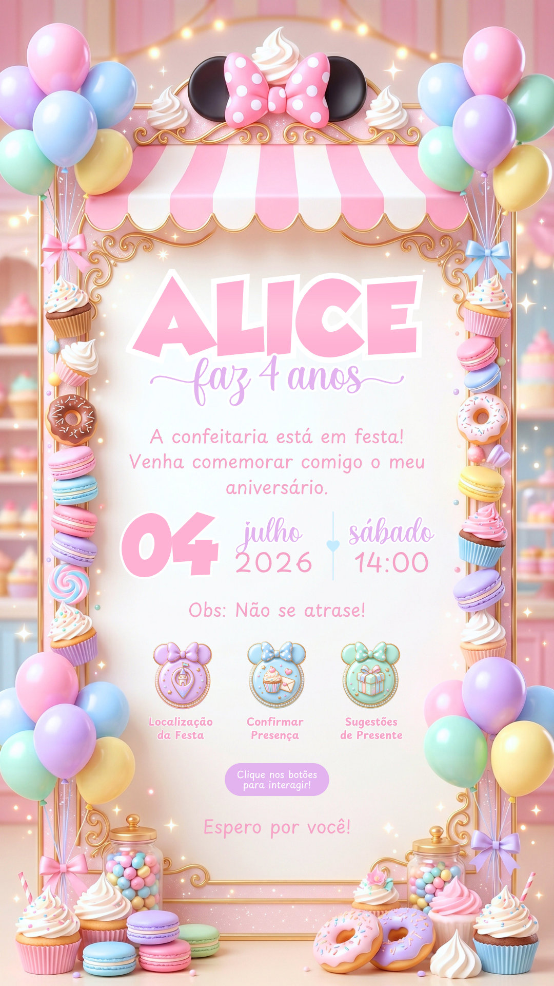 Convite Interativo - Minnie Confeitaria