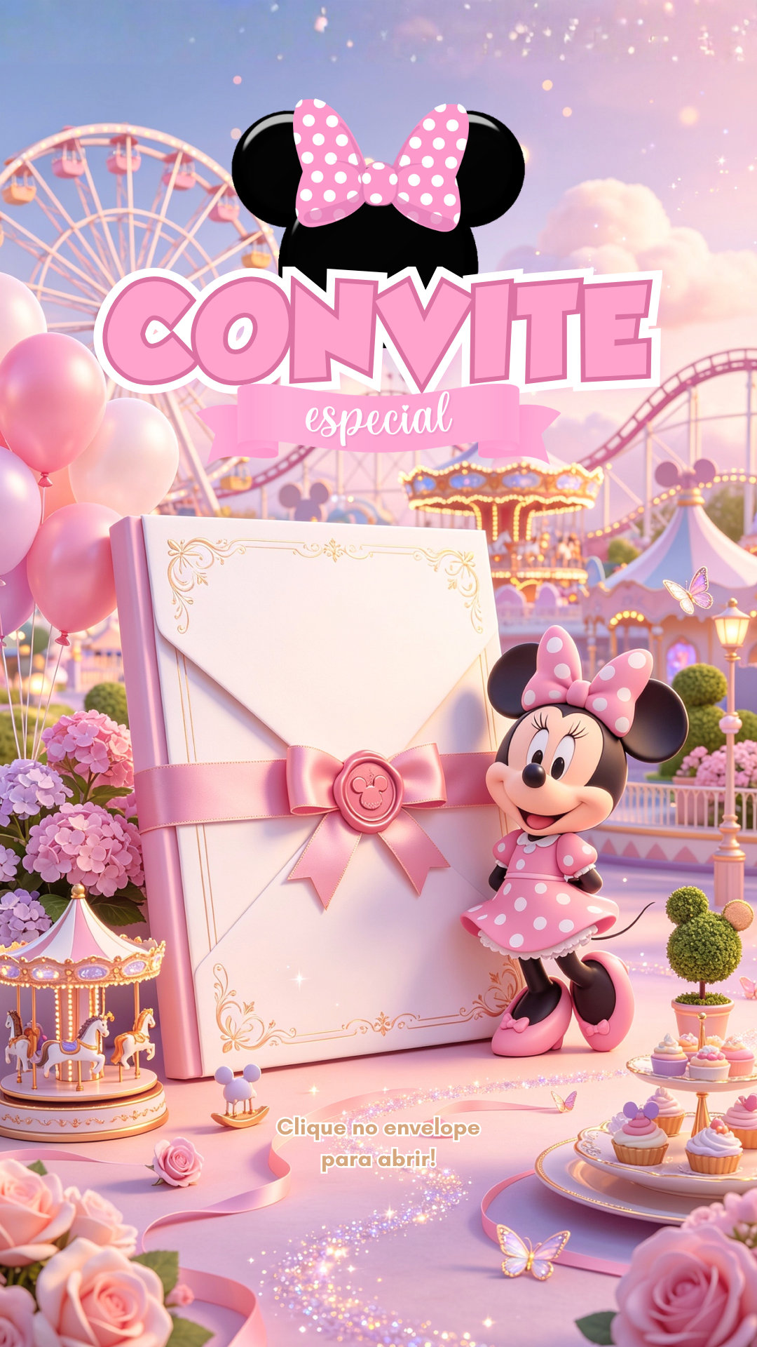 Convite Interativo - Minnie Parque de diversões - Imagem 2