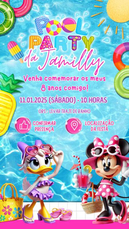 Convite Interativo - Minnie Pool Party