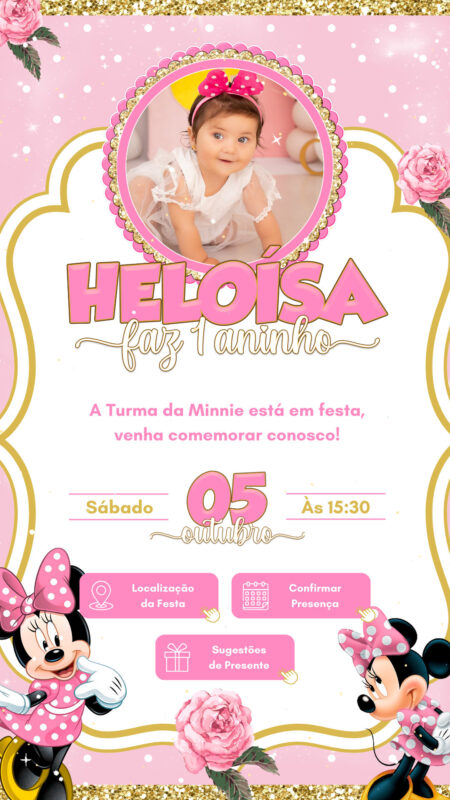 Convite Interativo - Minnie Rosa