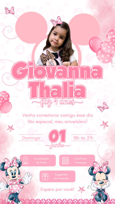 Convite Interativo - Minnie Rosa