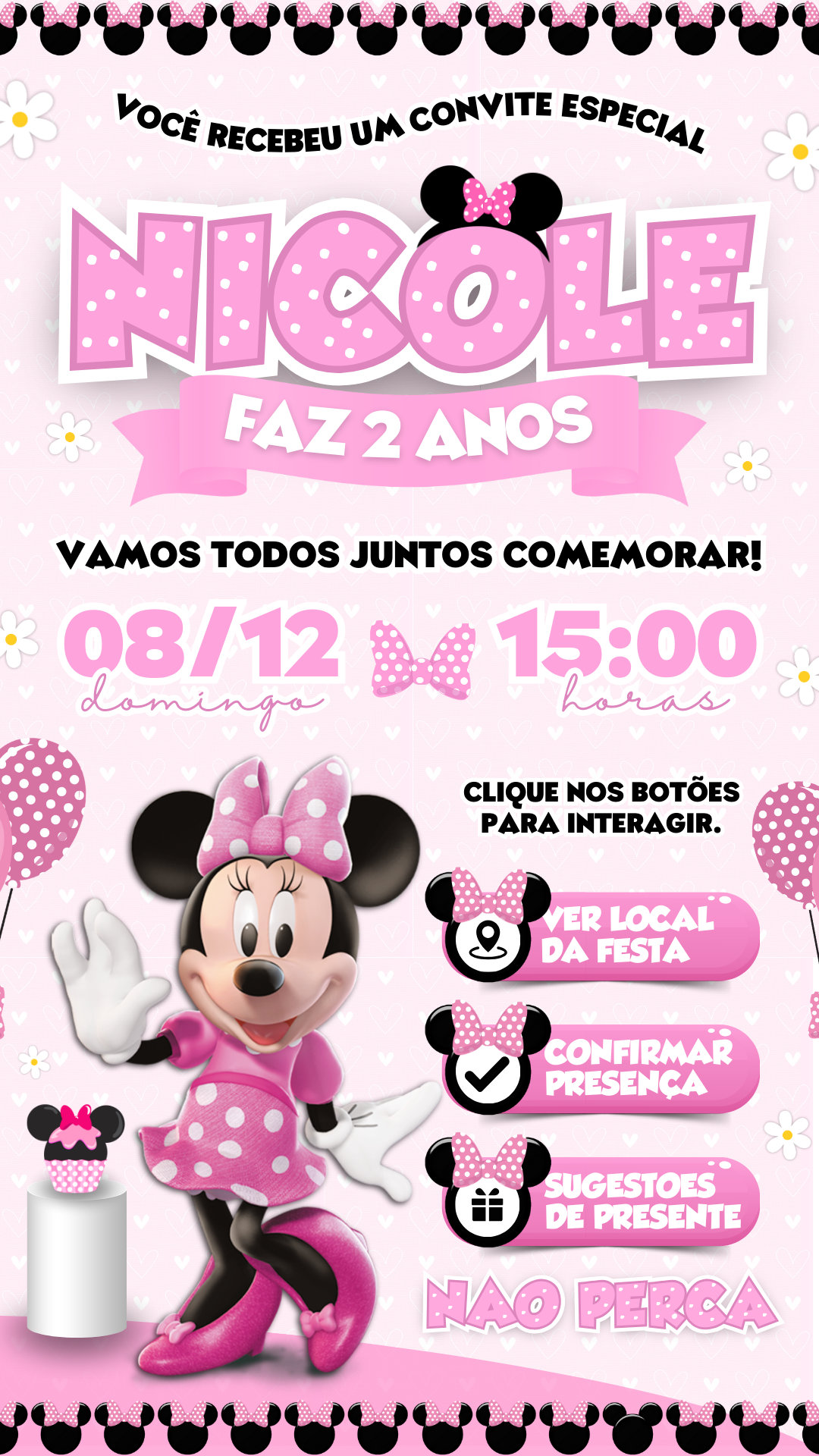 Convite Interativo - Minnie Rosa