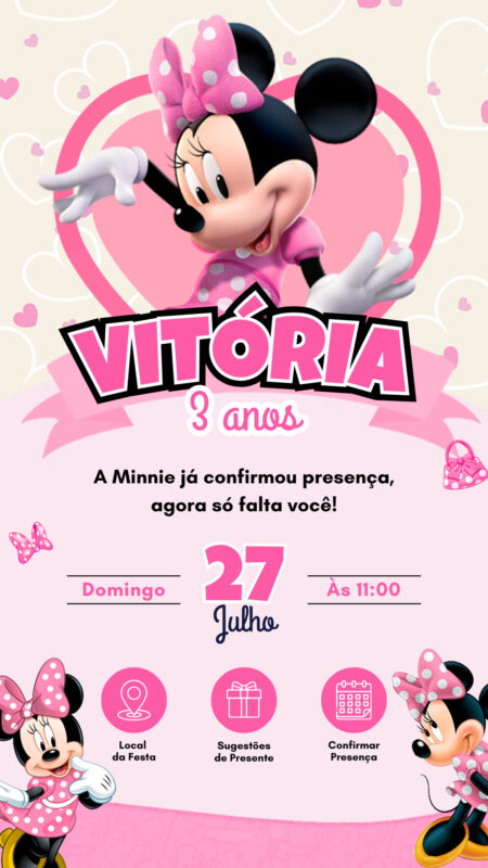 Convite Interativo - Minnie Rosa