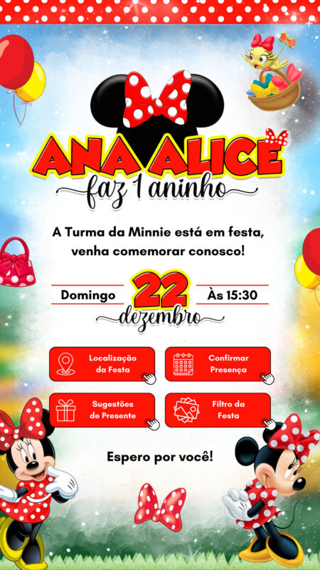Convite Interativo - Minnie Vermlha
