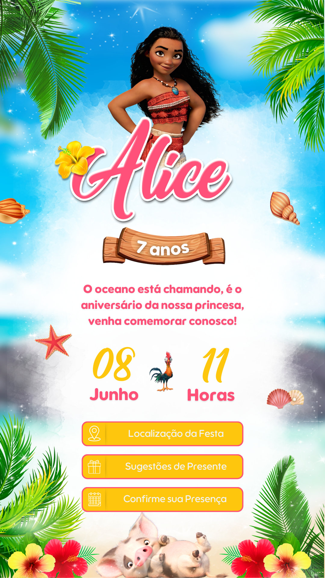 Convite Interativo - Moana