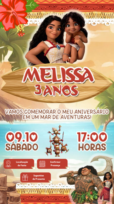 Convite Interativo - Moana 2