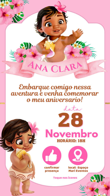 Convite Interativo - Moana Baby