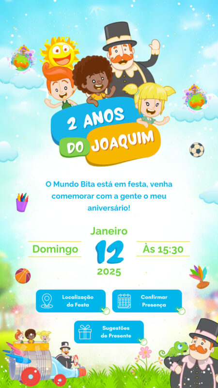 Convite Interativo - Mundo Bita - Menino