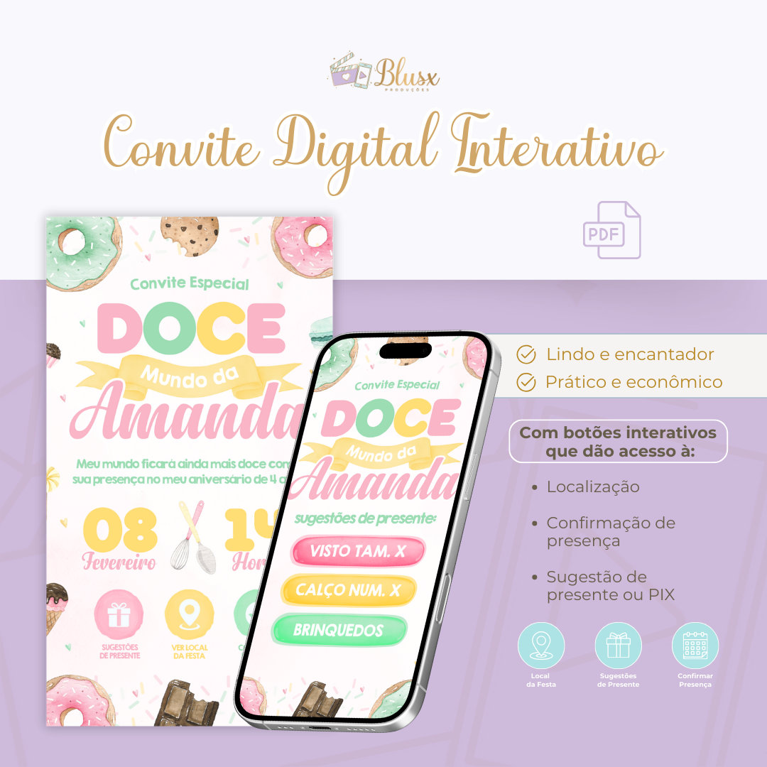 Convite Interativo - Mundo Doce