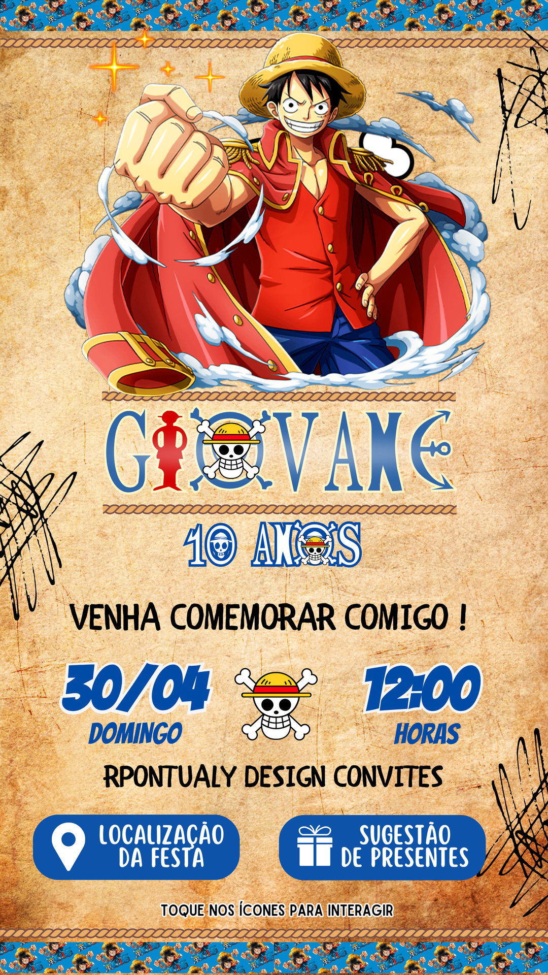 Convite Interativo - Once Piece