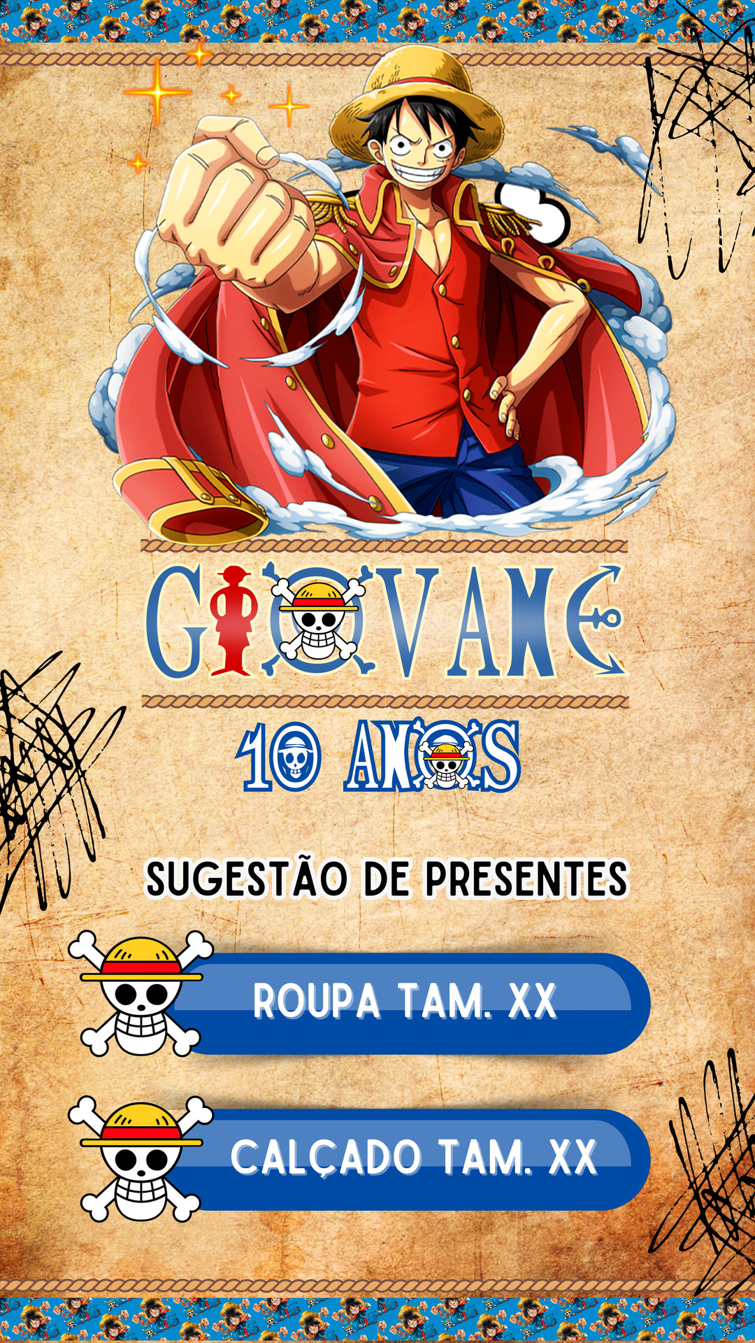 Convite Interativo - Once Piece - Imagem 2