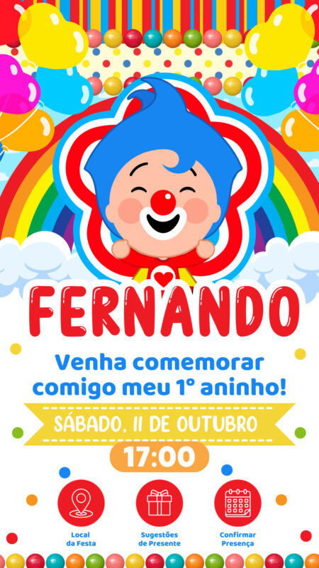 Convite Interativo - Palhaço Plim Plim
