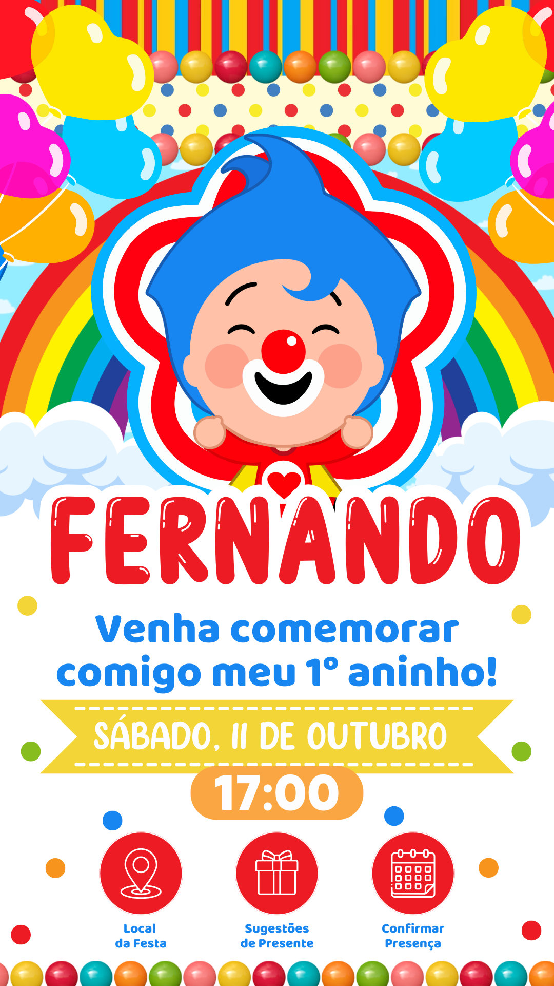 Convite Interativo - Palhaço Plim Plim