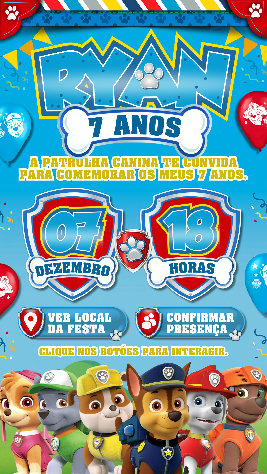 Convite Interativo - Patrulha Canina