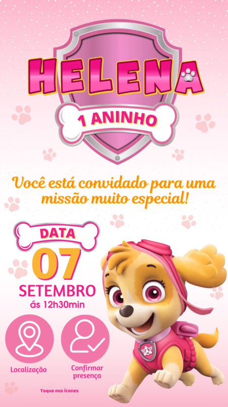 Convite Interativo - Patrulha Canina Menina #2