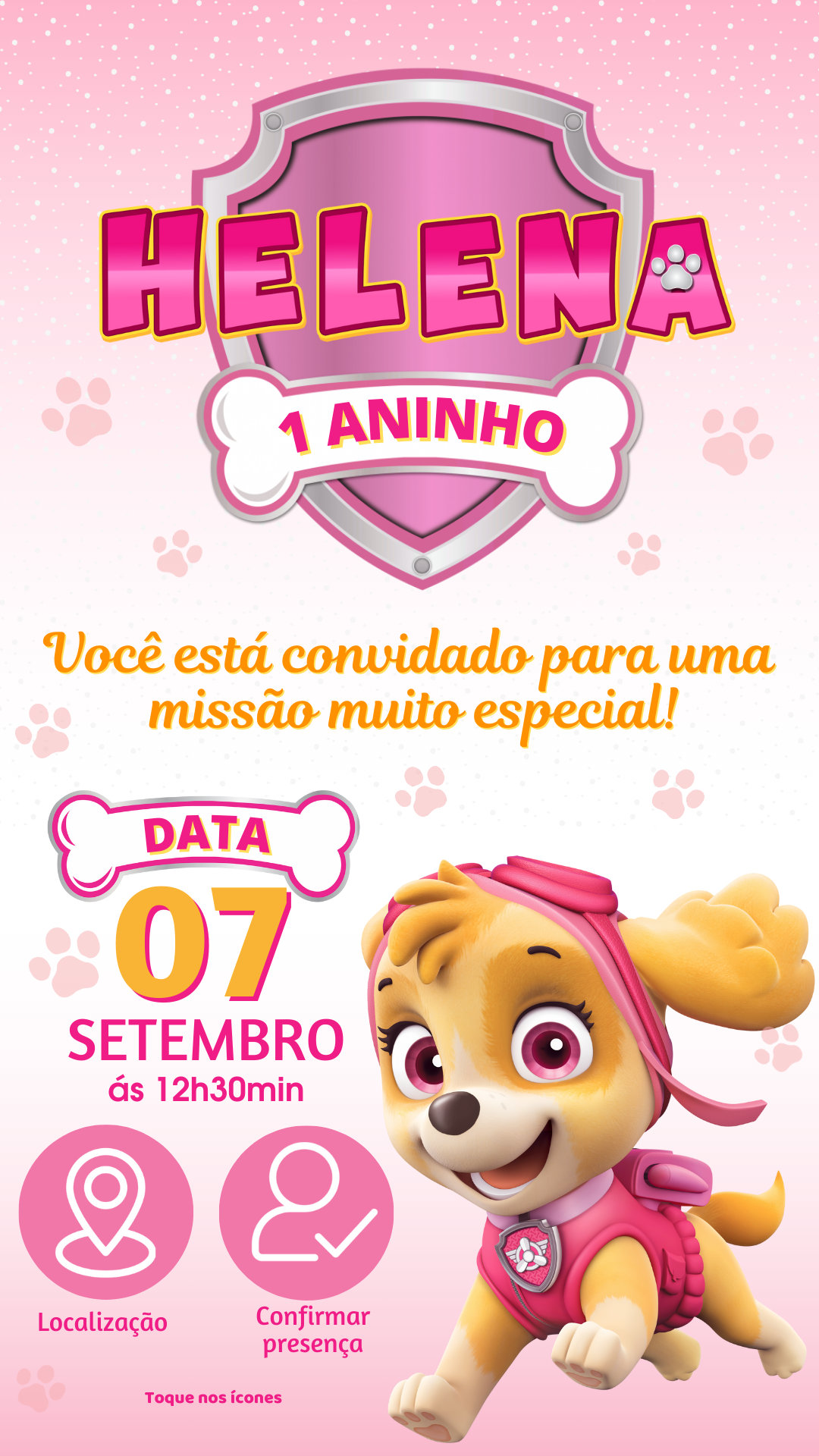 Convite Interativo - Patrulha Canina Menina #2
