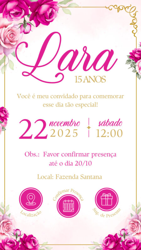Convite Interativo - Pink 15 Anos