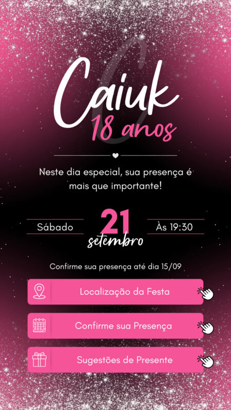 Convite Interativo - Pink e Preto