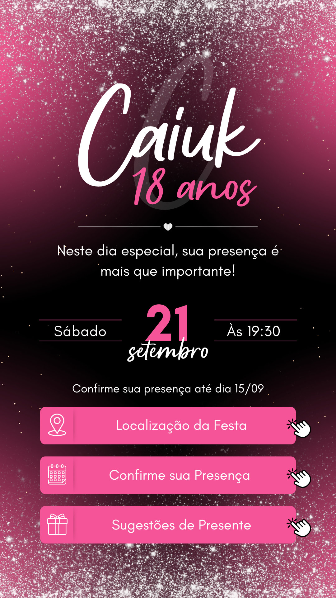 Convite Interativo - Pink e Preto