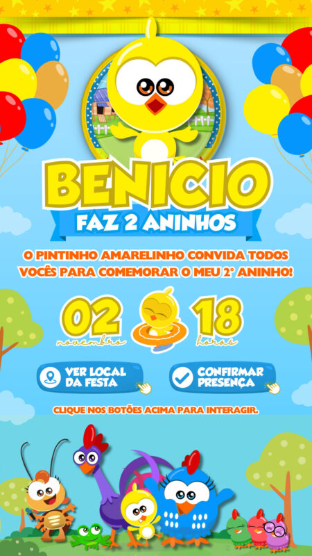 Convite Interativo - Pintinho Amarelinho