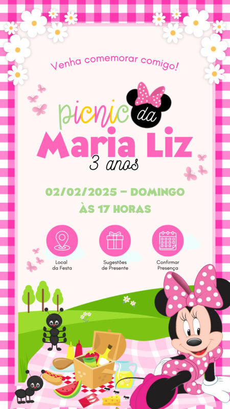 Convite Interativo - Piquenique da Minnie Rosa