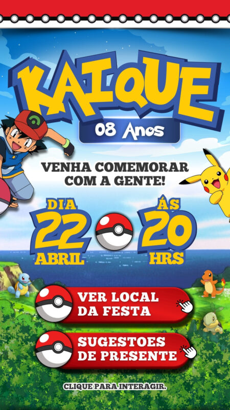 Convite Interativo - Pokemon