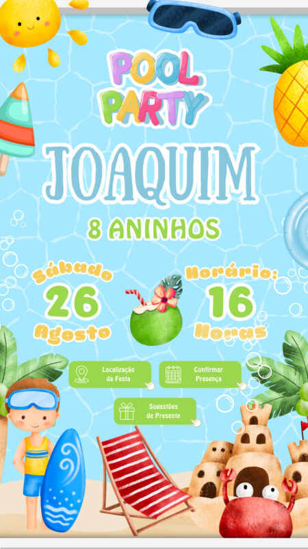 Convite Interativo - Pool Party 2