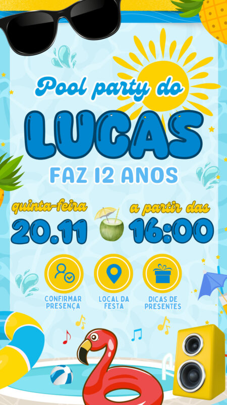 Convite Interativo - Pool Party Adulto