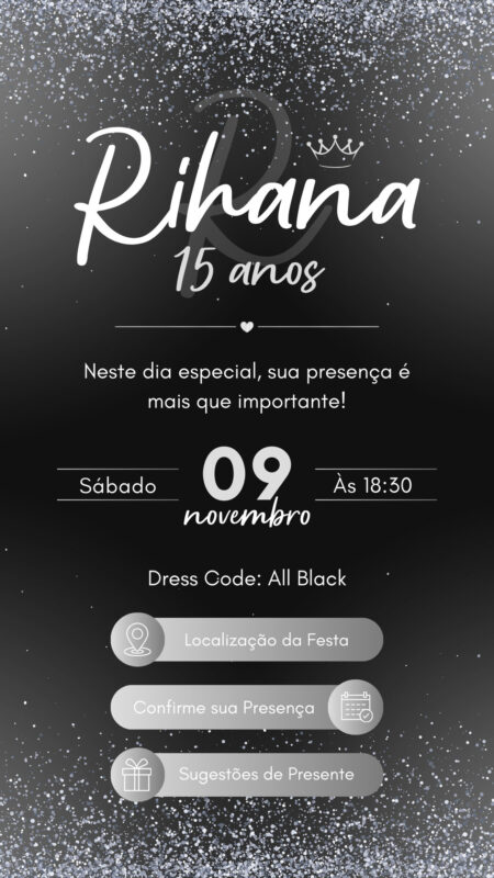 Convite Interativo - Preto e Prata