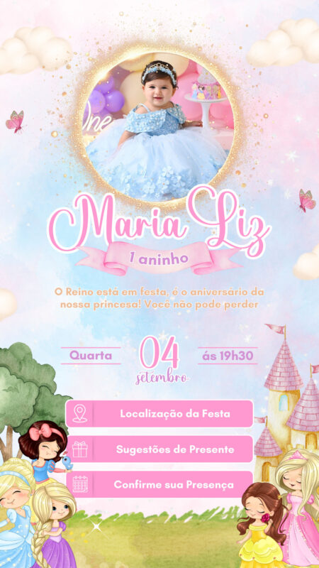 Convite Interativo - Princesas Cute #1