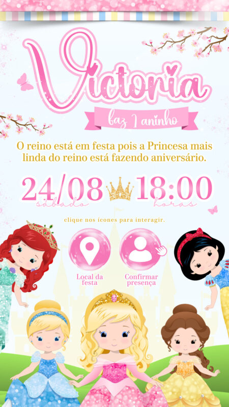 Convite Interativo - Princesas Cute