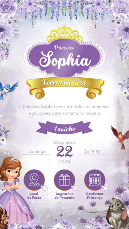 Convite Interativo - Princesinha Sofia