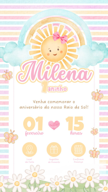 Convite Interativo - Raio de Sol Menina