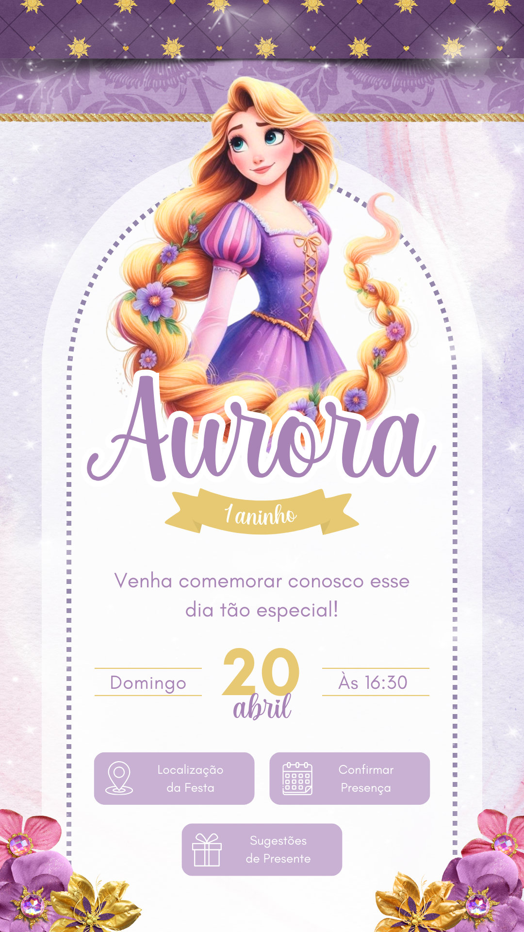 Convite Interativo - Rapunzel (Enrolados)