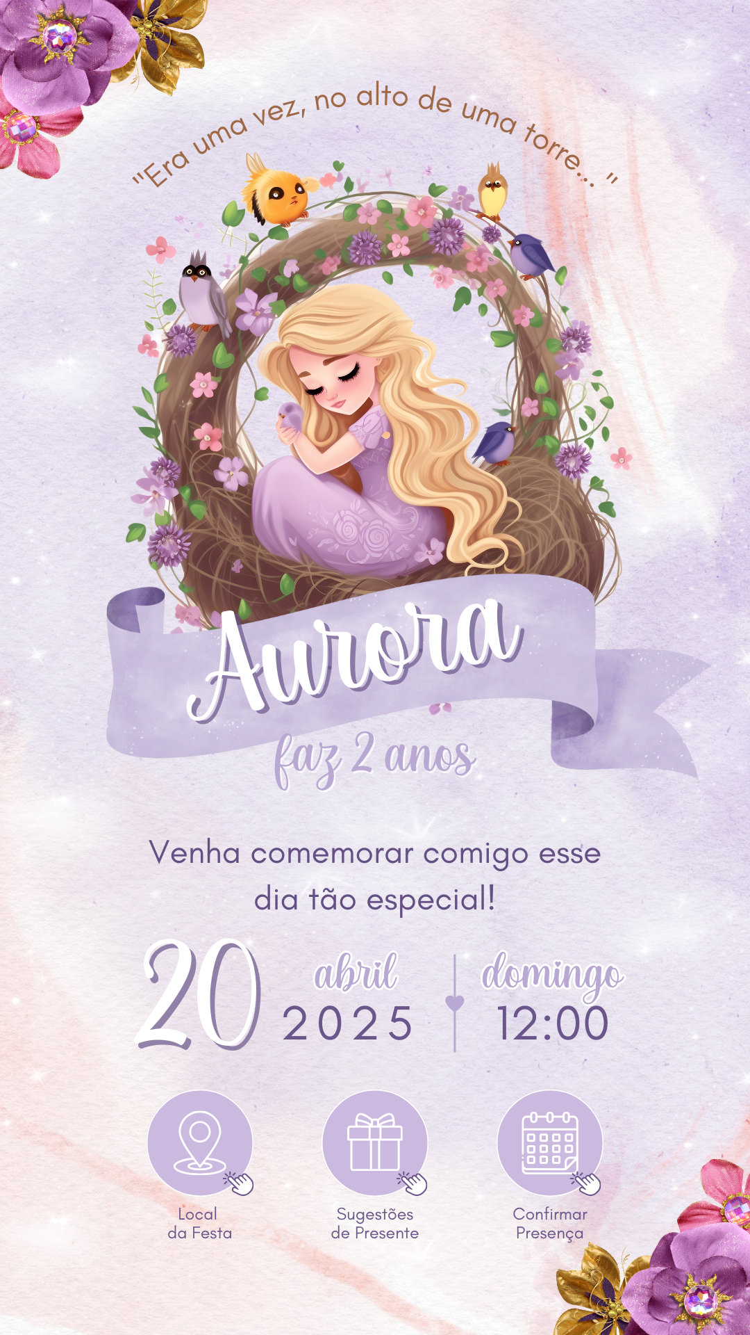 Convite Interativo - Rapunzel (Enrolados)
