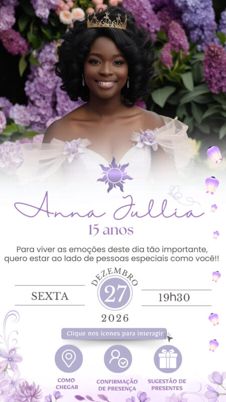 Convite Interativo -Rapunzel Lilás 1