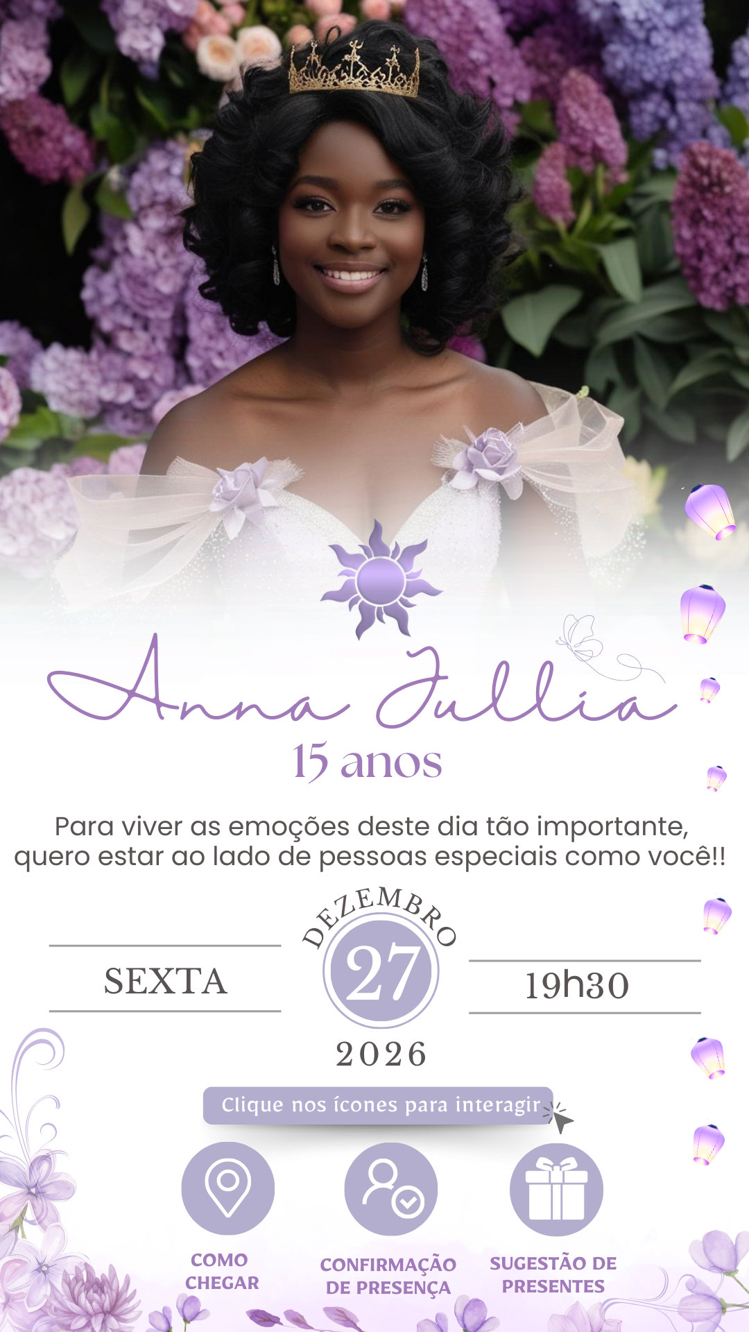 Convite Interativo -Rapunzel Lilás 1